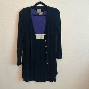 Vintage 1990s Dress with Jacket. Navy Blue. Size 6 Petite.